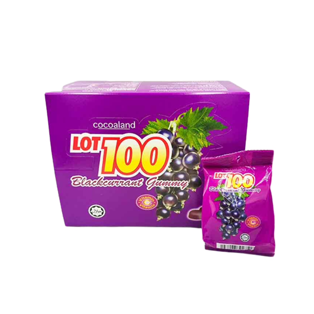 Lot 100 Gummy Blackcurrant (12 pkt x 33g)